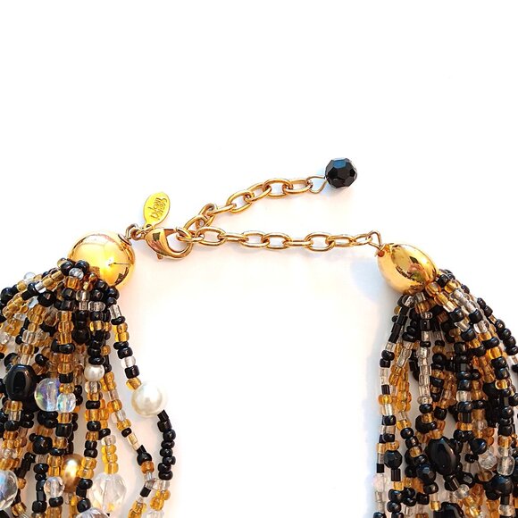 Joan Rivers Multi Strand Black Gold Color Beaded Necklace - Picture 3 of 3